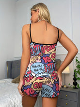 Load image into Gallery viewer, Women Alphabet Graffiti Pajama Set: Chic Lettuce-Trim Cami &amp; Elastic Shorts - Shop &amp; Buy
