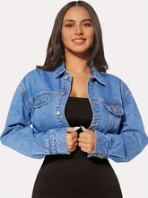 Load image into Gallery viewer, Women Chic Collared Denim Jacket - Casual, Easy-Care, Long Sleeve, Single-Breasted Coat with Stylish Flap Design - Shop &amp; Buy
