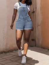 Load image into Gallery viewer, Women Chic Rolled Hem Denim Overalls - Comfortable Slim Fit with Slight Stretch - Shop &amp; Buy
