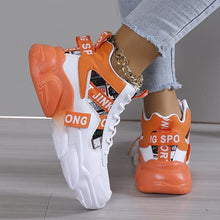 Load image into Gallery viewer, Women Colorblock Casual Sneakers, Lace Up Comfy Breathable High-top Trainers, Platform Basketball Shoes - Shop &amp; Buy
