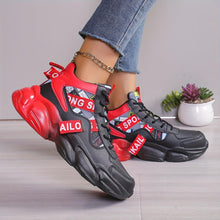 Load image into Gallery viewer, Women Colorblock Casual Sneakers, Lace Up Comfy Breathable High-top Trainers, Platform Basketball Shoes - Shop &amp; Buy
