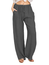 Load image into Gallery viewer, Women Comfortable Wide Leg Drawstring Pants - Versatile Solid Color Palazzo for Casual &amp; Everyday Wear - Shop &amp; Buy
