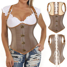 Load image into Gallery viewer, Women Corset Faux Leather Steampunk Corsets Victorian Plus Size Bustier Top Lace Up Waist Training Cincher - Shop &amp; Buy
