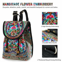 Load image into Gallery viewer, Women Elegant Floral Embroidered Backpack - Chic Canvas Design - Shop &amp; Buy
