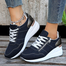Load image into Gallery viewer, Women Fashionable Solid Color Lace-Up Sneakers - Breathable, Soft Sole, Sporty Style - Ultra-Lightweight, Low-top Wedge Comfort Shoes - Shop &amp; Buy
