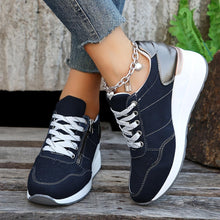Load image into Gallery viewer, Women Fashionable Solid Color Lace-Up Sneakers - Breathable, Soft Sole, Sporty Style - Ultra-Lightweight, Low-top Wedge Comfort Shoes - Shop &amp; Buy
