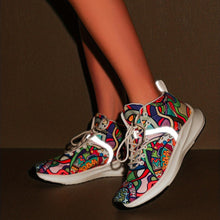 Load image into Gallery viewer, Women Graffiti Print High-Top Lace-Up Sneakers, Reflective Safety Straps Detail Sneakers, Women Footwear - Shop &amp; Buy
