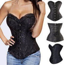 Load image into Gallery viewer, Women Lace Up Corset Bustier Jacquard Body Shaper Tummy Control Waist Cincher Training Overbust Corsets Steampunk Corselet - Shop &amp; Buy
