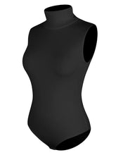 Load image into Gallery viewer, Women Mock Turtle Neck Long Sleeve Tops Bodysuit Jumpsuit Stretchy Layer Top Black Solid Color Slim Fit Clubwear - Shop &amp; Buy

