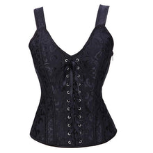 Load image into Gallery viewer, Women Renaissance Steampunk Corset Bustier Top Overbust Waist Trainer Corsets Vest Satin Gothic Corselet Lace Up Cropped - Shop &amp; Buy

