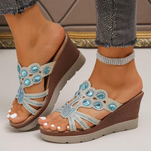Load image into Gallery viewer, Women Rhinestone Decor Wedge Sandals, Casual Cutout Design Platform Sandals, Comfortable Summer Shoes - Shop &amp; Buy
