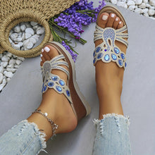 Load image into Gallery viewer, Women Rhinestone Decor Wedge Sandals, Casual Cutout Design Platform Sandals, Comfortable Summer Shoes - Shop &amp; Buy
