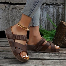 Load image into Gallery viewer, Women&#39;s Braided Cross Strap Platform Slides - Comfy Open Toe Sandals for Casual Summer Beach Outings - Shop &amp; Buy

