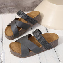 Load image into Gallery viewer, Women&#39;s Braided Cross Strap Platform Slides - Comfy Open Toe Sandals for Casual Summer Beach Outings - Shop &amp; Buy
