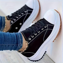 Load image into Gallery viewer, Women&#39;s Chunky Canvas Shoes, Non Slip Lace Up Casual Sneakers, Thick Sole Running Sports Shoes - Shop &amp; Buy
