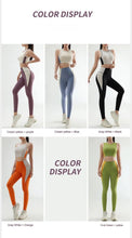 Load image into Gallery viewer, Women&#39;s color clashing quick-drying yoga clothes suit gym training clothes suit gathered undershirt lifting hip tight pants - Shop &amp; Buy
