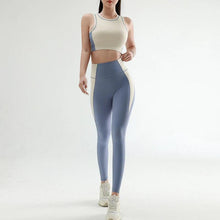 Load image into Gallery viewer, Women&#39;s color clashing quick-drying yoga clothes suit gym training clothes suit gathered undershirt lifting hip tight pants - Shop &amp; Buy
