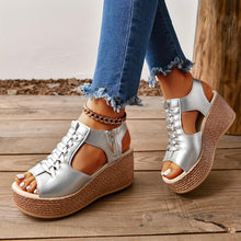 Load image into Gallery viewer, Women&#39;s Cutout Design Wedge Sandals, Casual Side Zipper Platform Sandals, Comfortable Summer Shoes - Shop &amp; Buy

