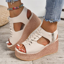 Load image into Gallery viewer, Women&#39;s Cutout Design Wedge Sandals, Casual Side Zipper Platform Sandals, Comfortable Summer Shoes - Shop &amp; Buy
