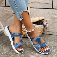 Load image into Gallery viewer, Women&#39;s Denim Sandals, Cross-Strap Cutout Design, Canvas Material, Casual Summer Slipper - Shop &amp; Buy
