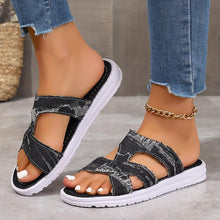 Load image into Gallery viewer, Women&#39;s Denim Sandals, Cross-Strap Cutout Design, Canvas Material, Casual Summer Slipper - Shop &amp; Buy
