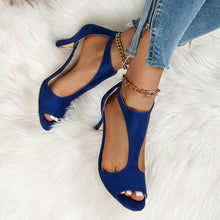 Load image into Gallery viewer, Women&#39;s Fashionable High Heel Sandals, Peep Toe Slim Heel Zippered Sandals, Casual Side Hollow Out Sandals - Shop &amp; Buy
