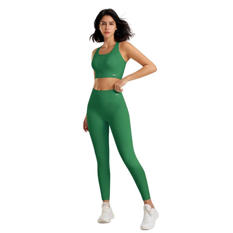 Women's Fitness High Waisted Skinny Sportswear Fitness Pants Bra Tops High Waisted Leggings Athletic Suit 2 Piece Yoga Wear - Shop & Buy