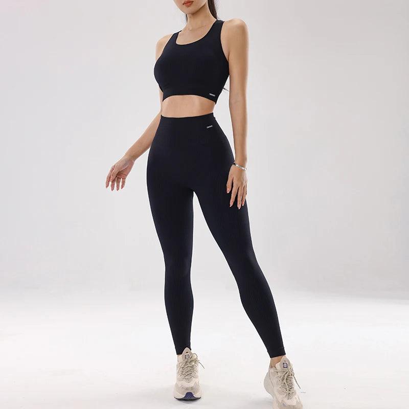 Women's Fitness High Waisted Skinny Sportswear Fitness Pants Bra Tops High Waisted Leggings Athletic Suit 2 Piece Yoga Wear - Shop & Buy