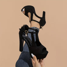 Load image into Gallery viewer, Women&#39;s Peep Toe Block Heel Sandals, Sexy Cutout Buckle Strap Pumps, Fashion Platform Heels - Shop &amp; Buy
