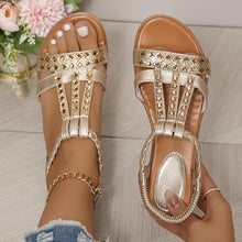 Load image into Gallery viewer, Women&#39;s Rhinestone Wedge Sandals, Summer Open Toe Elastic Band Slip On Shoes, Casual Outdoor Beach Sandals - Shop &amp; Buy
