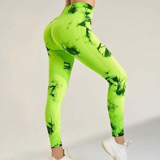 Women's Seamless Tie-Dye Fitness Leggings High Waisted Tummy Tuck Push-Up Yoga Leggings - Shop & Buy