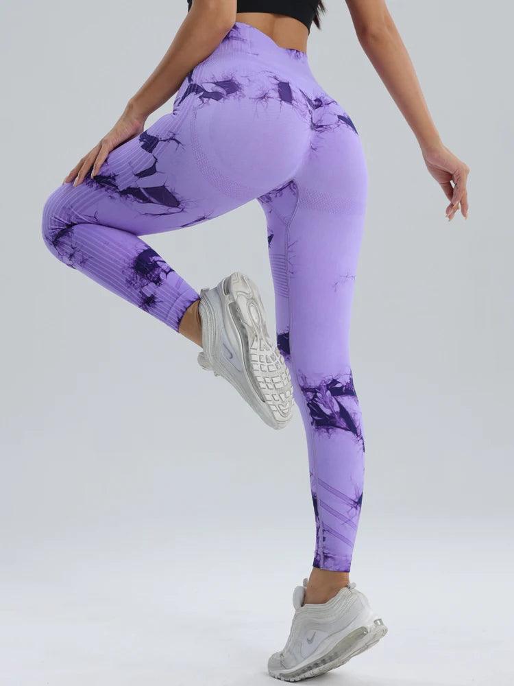 Women's Seamless Tie-Dye Fitness Leggings High Waisted Tummy Tuck Push-Up Yoga Leggings - Shop & Buy