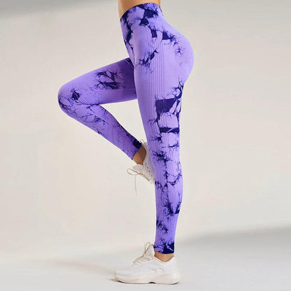 Women's Seamless Tie-Dye Fitness Leggings High Waisted Tummy Tuck Push-Up Yoga Leggings - Shop & Buy