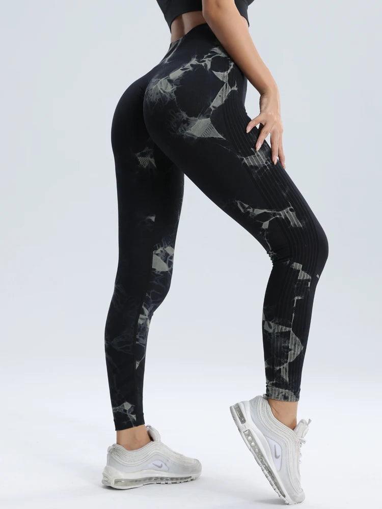 Women's Seamless Tie-Dye Fitness Leggings High Waisted Tummy Tuck Push-Up Yoga Leggings - Shop & Buy