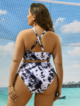 Load image into Gallery viewer, Women&#39;s Sexy Bikini Set, Plus Size Tie Dye Criss Cross Neck Cut Out Bra &amp; High Cut Panty Swimsuit 2 Piece Set - Shop &amp; Buy
