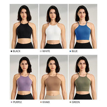 Load image into Gallery viewer, Women&#39;s sexy halter top gym high intensity workout yoga clothing gathered shockproof sports underwear - Shop &amp; Buy
