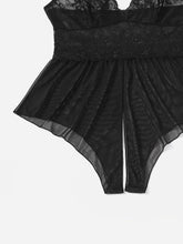 Load image into Gallery viewer, Women&#39;s Sexy Lingerie Bodysuit, Plus Size Hot Lace Mesh Cross Detail Open Crotch Teddy Bodysuit - Shop &amp; Buy
