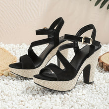 Load image into Gallery viewer, Women&#39;s Solid Color Elegant Sandals, Ankle Buckle Strap Platform Soft Sole Chunky Heels - Shop &amp; Buy
