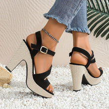 Load image into Gallery viewer, Women&#39;s Solid Color Elegant Sandals, Ankle Buckle Strap Platform Soft Sole Chunky Heels - Shop &amp; Buy
