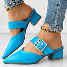 Load image into Gallery viewer, Women&#39;s Solid Color Mary Jane, Slip On Buckle Point Toe Block Heel Shoes - Shop &amp; Buy
