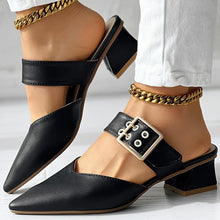 Load image into Gallery viewer, Women&#39;s Solid Color Mary Jane, Slip On Buckle Point Toe Block Heel Shoes - Shop &amp; Buy
