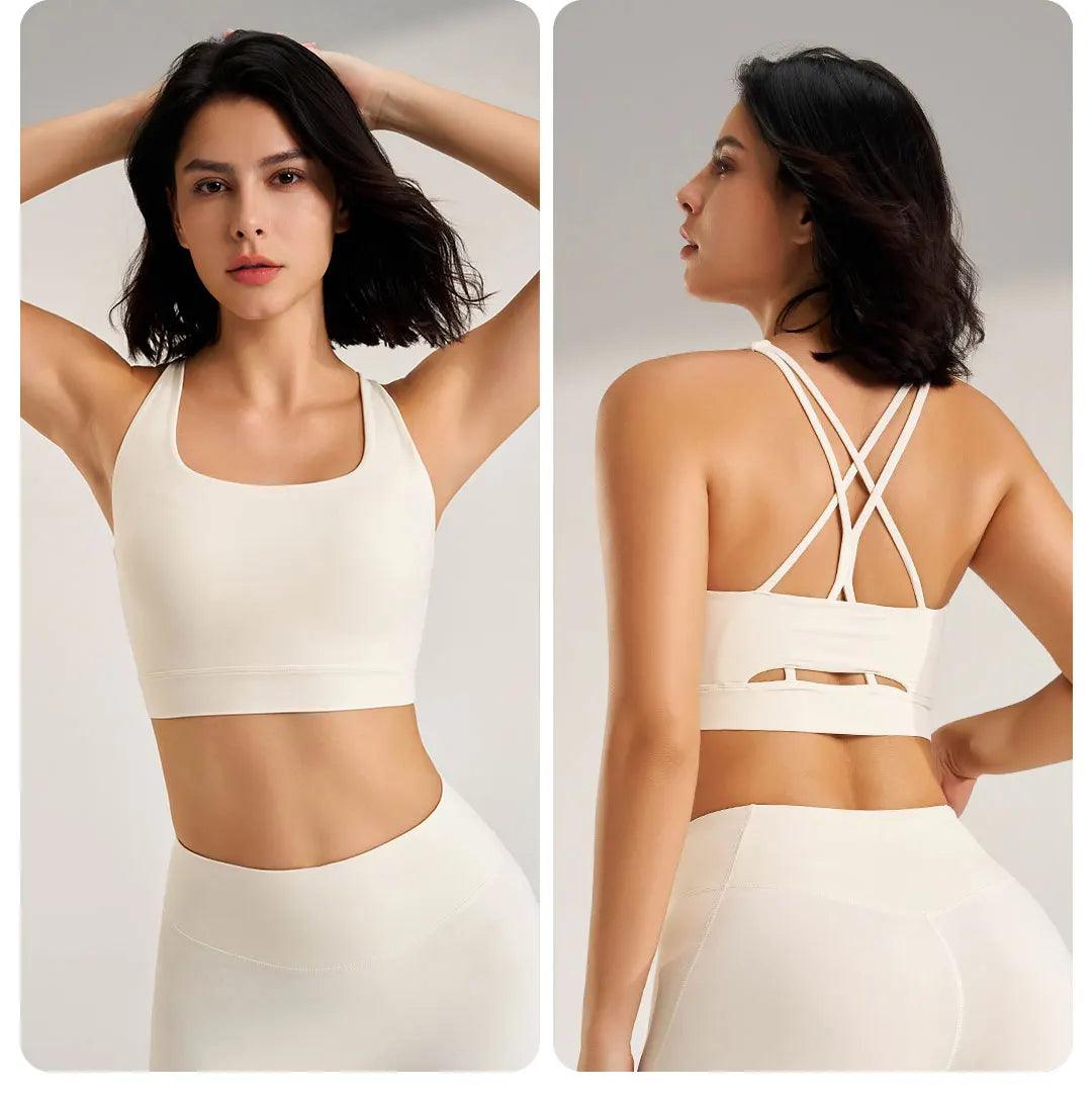 Women's Solid Color Sexy Suspender Bra Gym Yoga Underwear Quick Dry Breathable Sports Tops Training Clothes - Shop & Buy