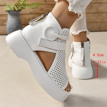 Load image into Gallery viewer, Women&#39;s Solid Color Stylish Snadals, Back Zipper Soft Sole Platform Hollow Out Shoes
