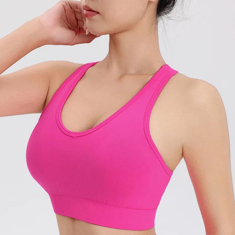 Women's solid colour sports fitness bra yoga running quick dry bra small vest shockproof breathable sports underwear - Shop & Buy