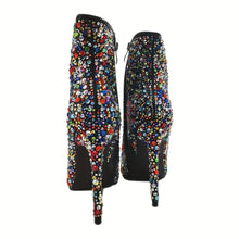 Load image into Gallery viewer, Women&#39;s Sparkling Multicolor Rhinestone Stiletto Ankle Boots, High Heel Pointed Toe Zippered Party Booties - Shop &amp; Buy
