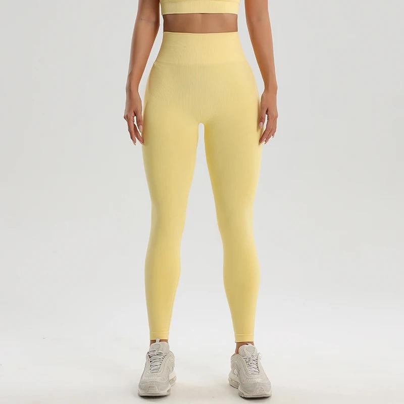 Women's Sports Fitness Leggings Seamless High Waist Stretch Solid Color Yoga Leggings - Shop & Buy