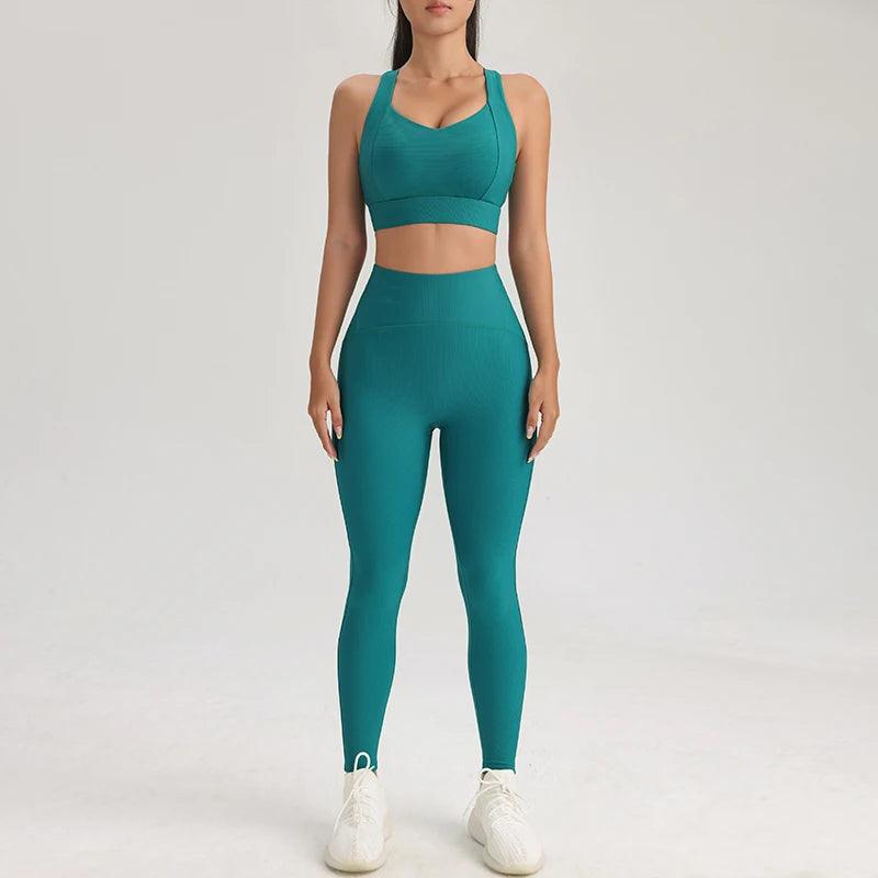 Women's Sports Fitness Set Yoga Running Quick Dry Bra Bra Tight Stretch Nine Points Pants High Waisted Skinny Yoga Set - Shop & Buy