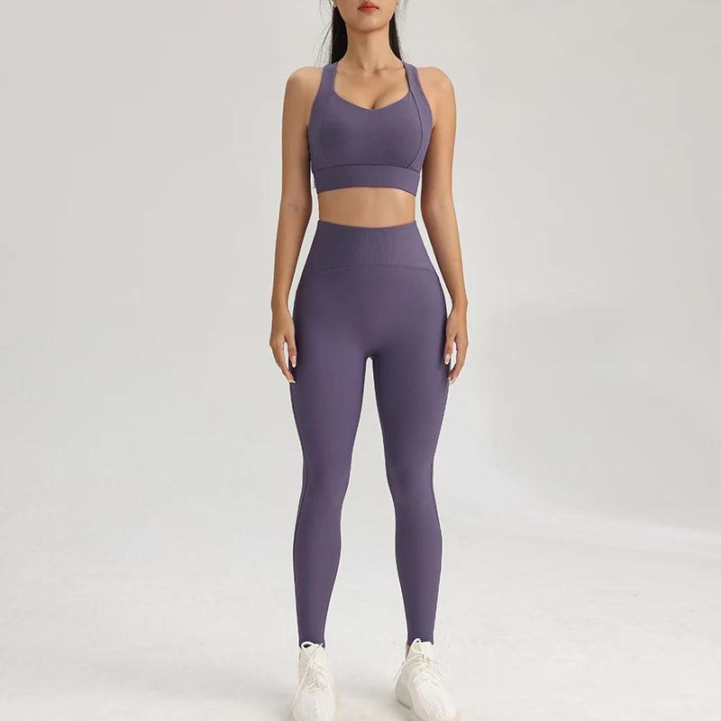 Women's Sports Fitness Set Yoga Running Quick Dry Bra Bra Tight Stretch Nine Points Pants High Waisted Skinny Yoga Set - Shop & Buy