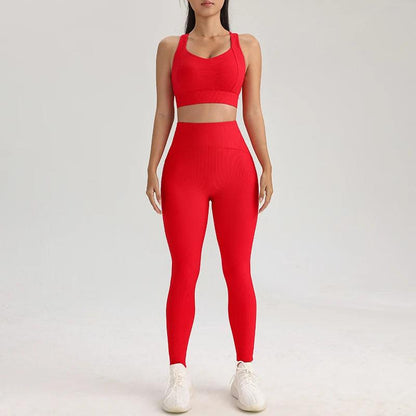 Women's Sports Fitness Set Yoga Running Quick Dry Bra Bra Tight Stretch Nine Points Pants High Waisted Skinny Yoga Set - Shop & Buy