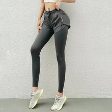 Load image into Gallery viewer, Women&#39;s Sports Pants Fake Two Piece Yoga Pants Stretch Fitness Running Solid Colour - Shop &amp; Buy
